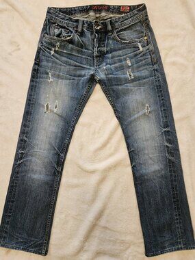 Cult of Individuality Rebel Straight Jeans 32x34 Japanese Selvedge Distressed